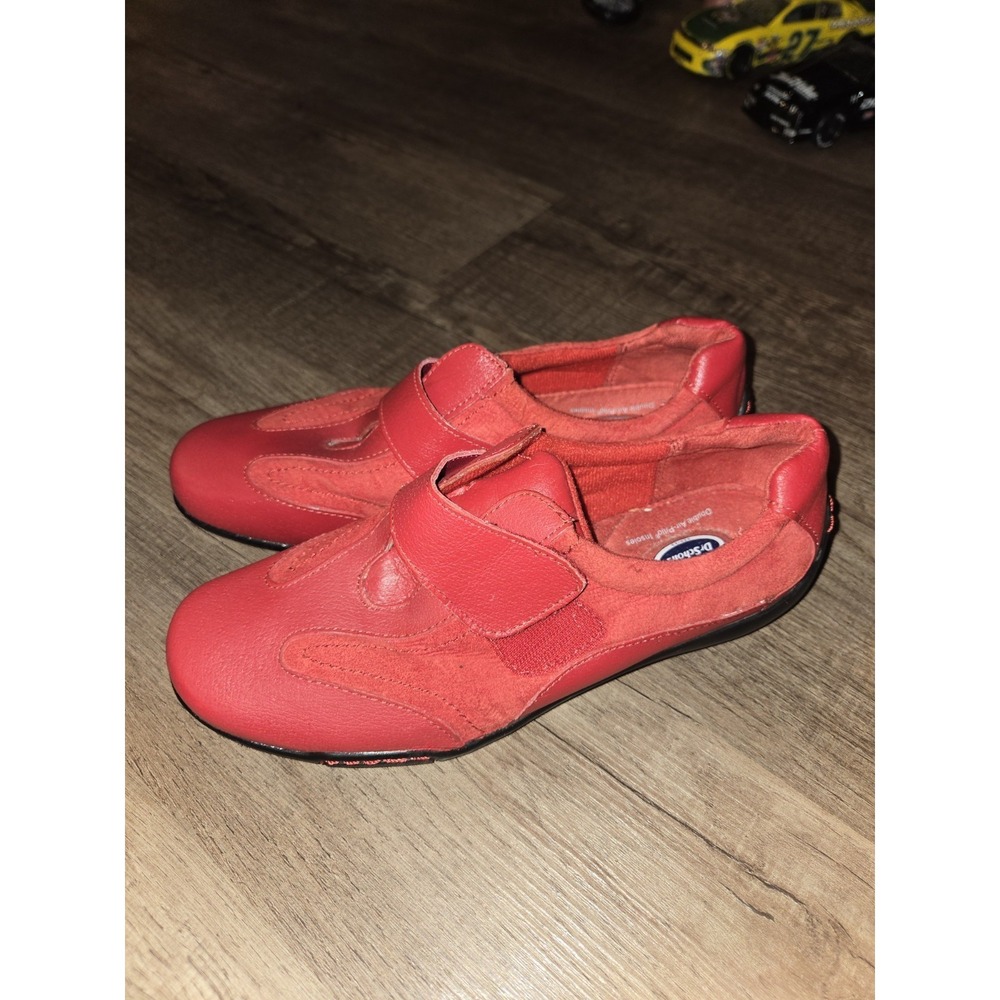Dr Scholls Advanced‎ Comfort Red Leather Adj Strap Sneakers Women US 7.5W
